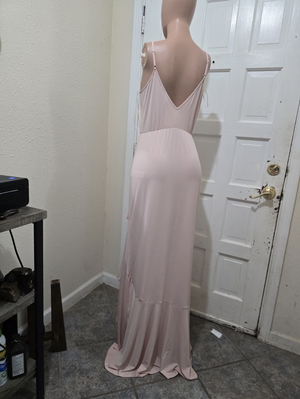 ASOS Light Blush Pink High-Low Ruffle Maxi Dress - Picture 2 of 10